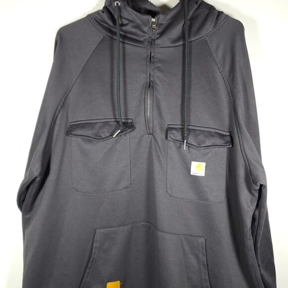 Carhartt Men's XL Regular Fit Gray Softshell Quarter Zip Hoodie Sweater - Picture 2 of 13